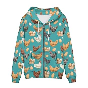 Showudesigns Chicken Zip Up Jackets for Women XS Fashion